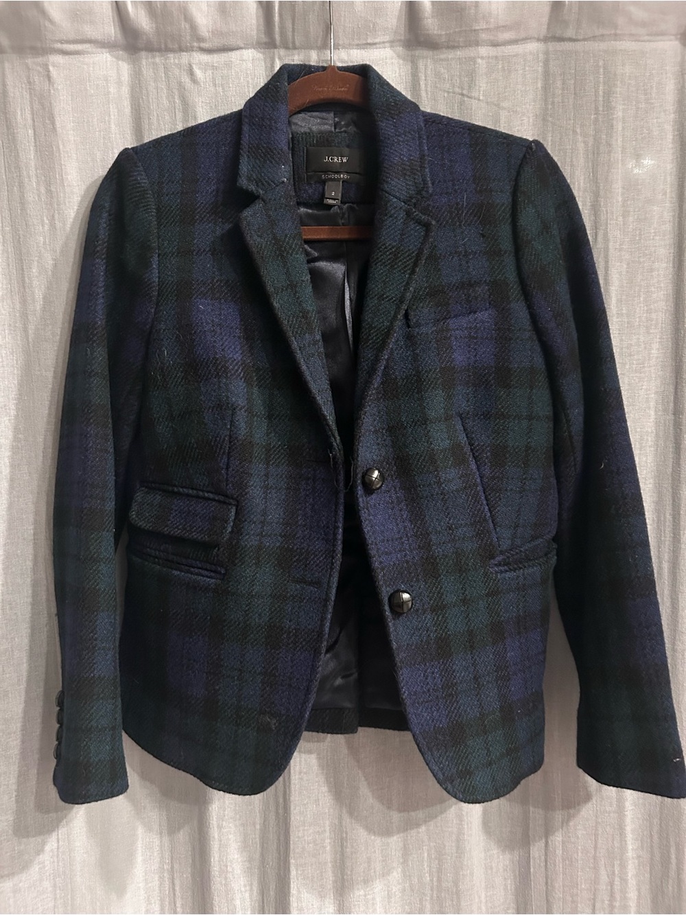 J.Crew Women’s Blackwatch Plaid Wool Schoolboy Style Blazer